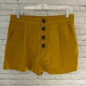 Forever 21 Yellow Button Fly Shorts